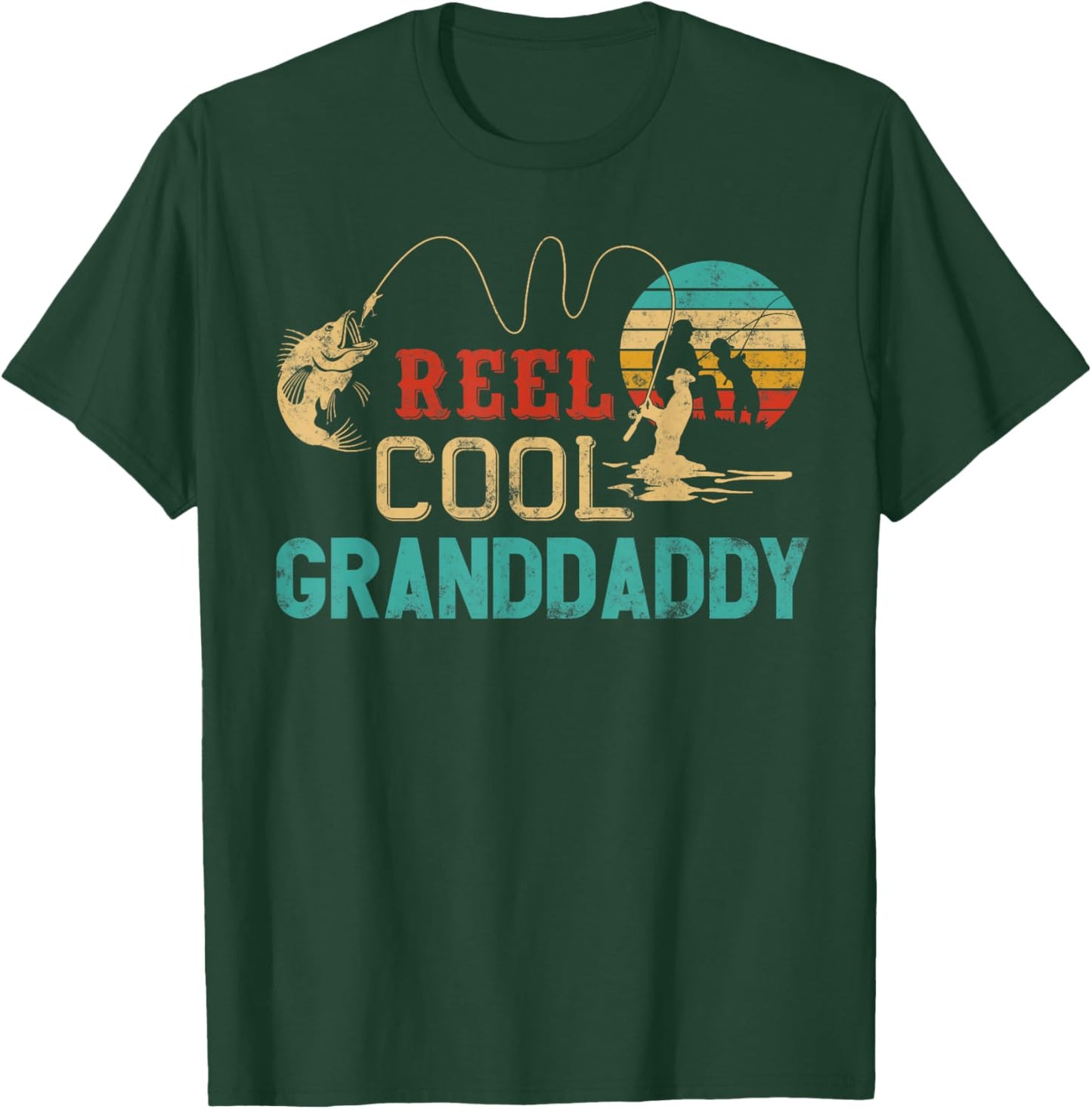 Reel Cool Granddaddy vintage funny fishing rod gifts grandpa T-Shirt - T-Shirt | Forest