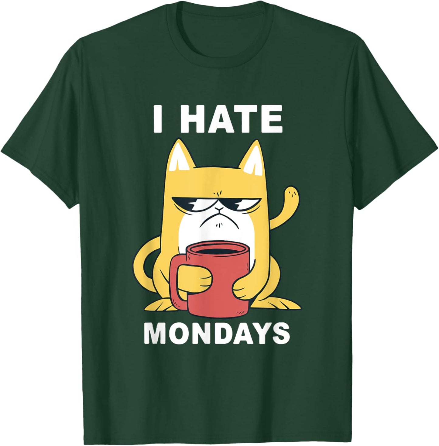 Funny I Hate Mondays Coffee Cat T-Shirt - T-Shirt | Forest