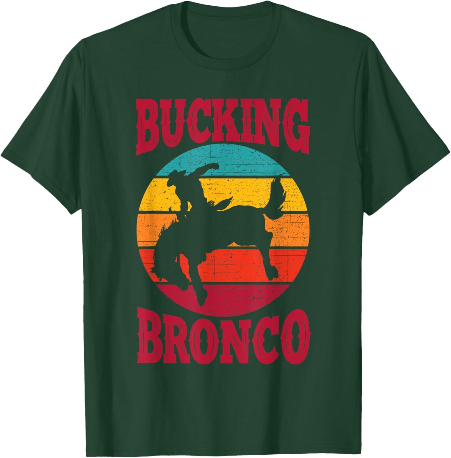 Rodeo Bucking Bronco Horse Vintage Retro Style T-Shirt - T-Shirt | Forest