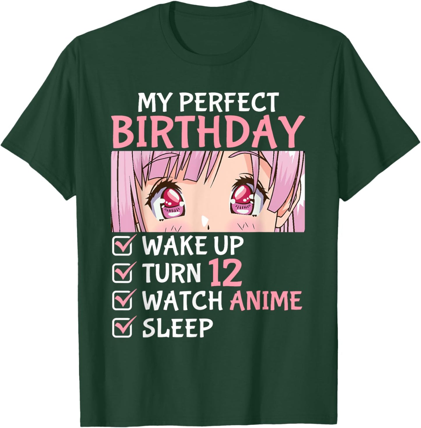 12th Birthday Watch Anime 12 Years Old Anime Teen Girls T-Shirt - T-Shirt | Forest
