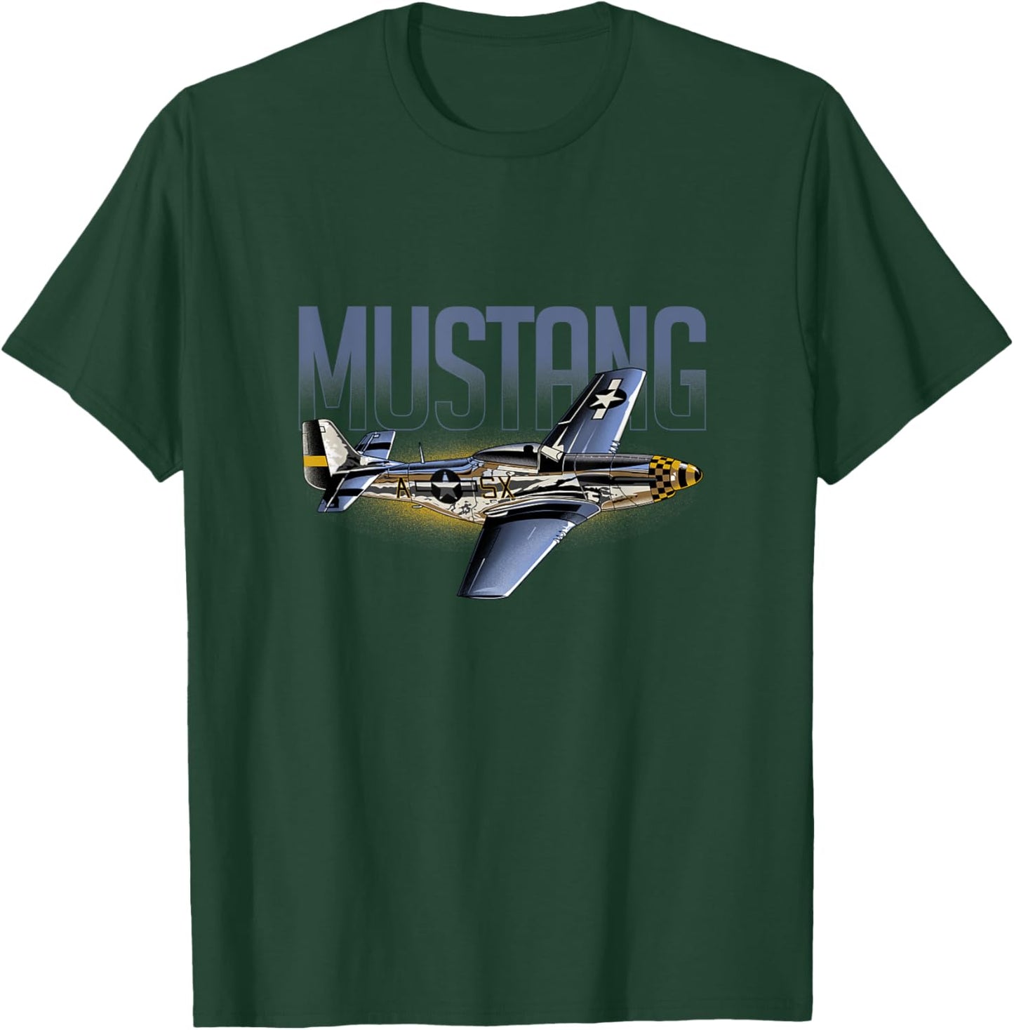 American Classics P51 Mustang World War II Military Airplane T-Shirt - T-Shirt | Forest