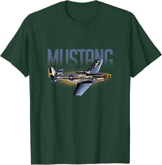 American Classics P51 Mustang World War II Military Airplane T-Shirt - T-Shirt | Forest