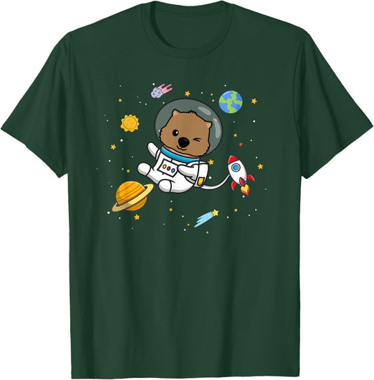 Cute Kawaii Kids Space Australian Animal Lover Wombat T-Shirt - T-Shirt | Forest