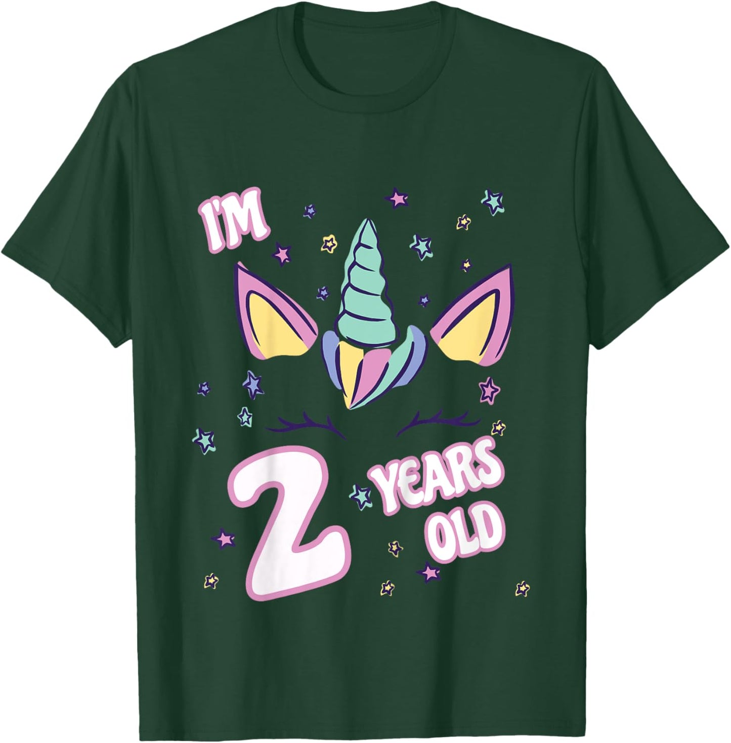 Unicorn 2nd birthday i'm 2 years old girl unicorn design T-Shirt - T-Shirt | Forest
