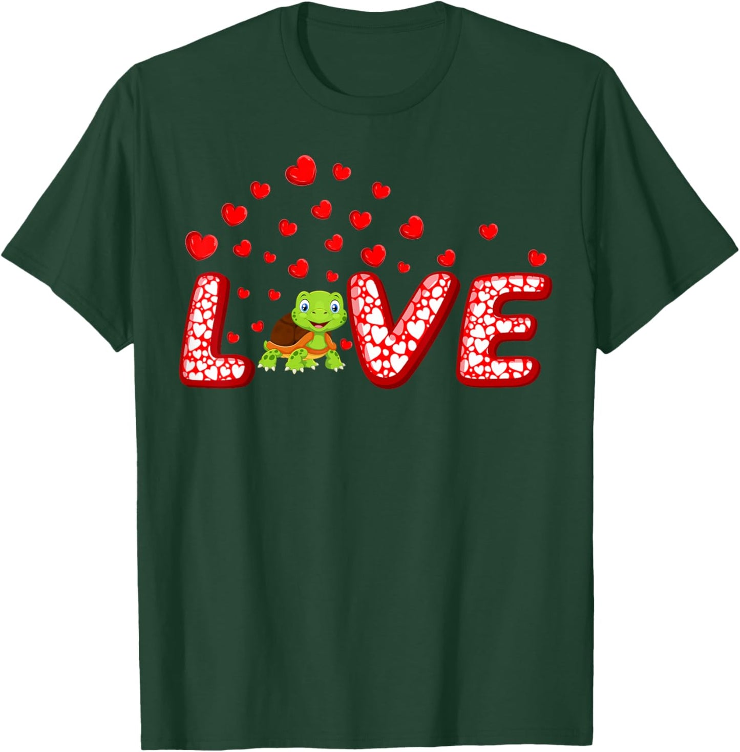 Turtle Lover Funny Hearts Love Turtle Valentine's Day T-Shirt - T-Shirt | Forest