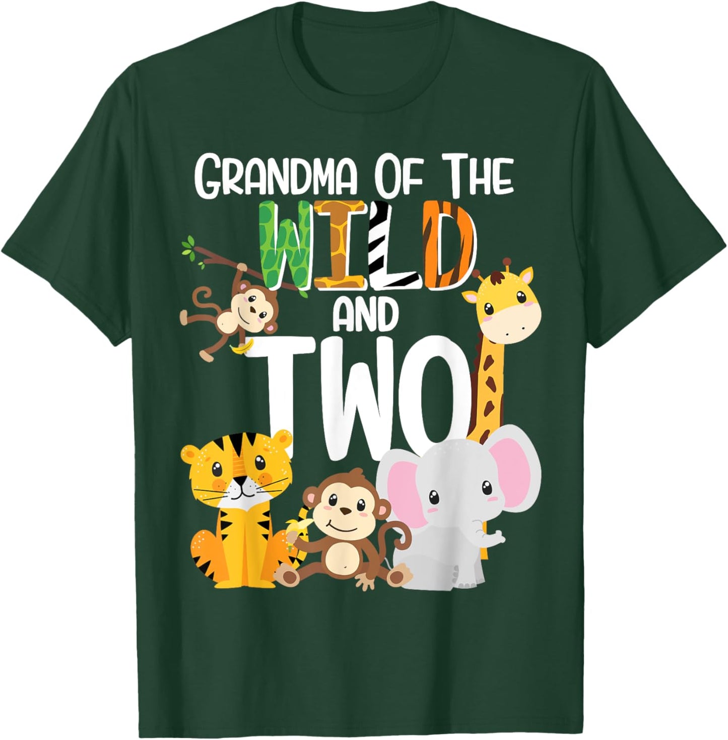 Grandma of the Wild and Two Zoo Theme Birthday Safari Jungle T-Shirt - T-Shirt | Forest