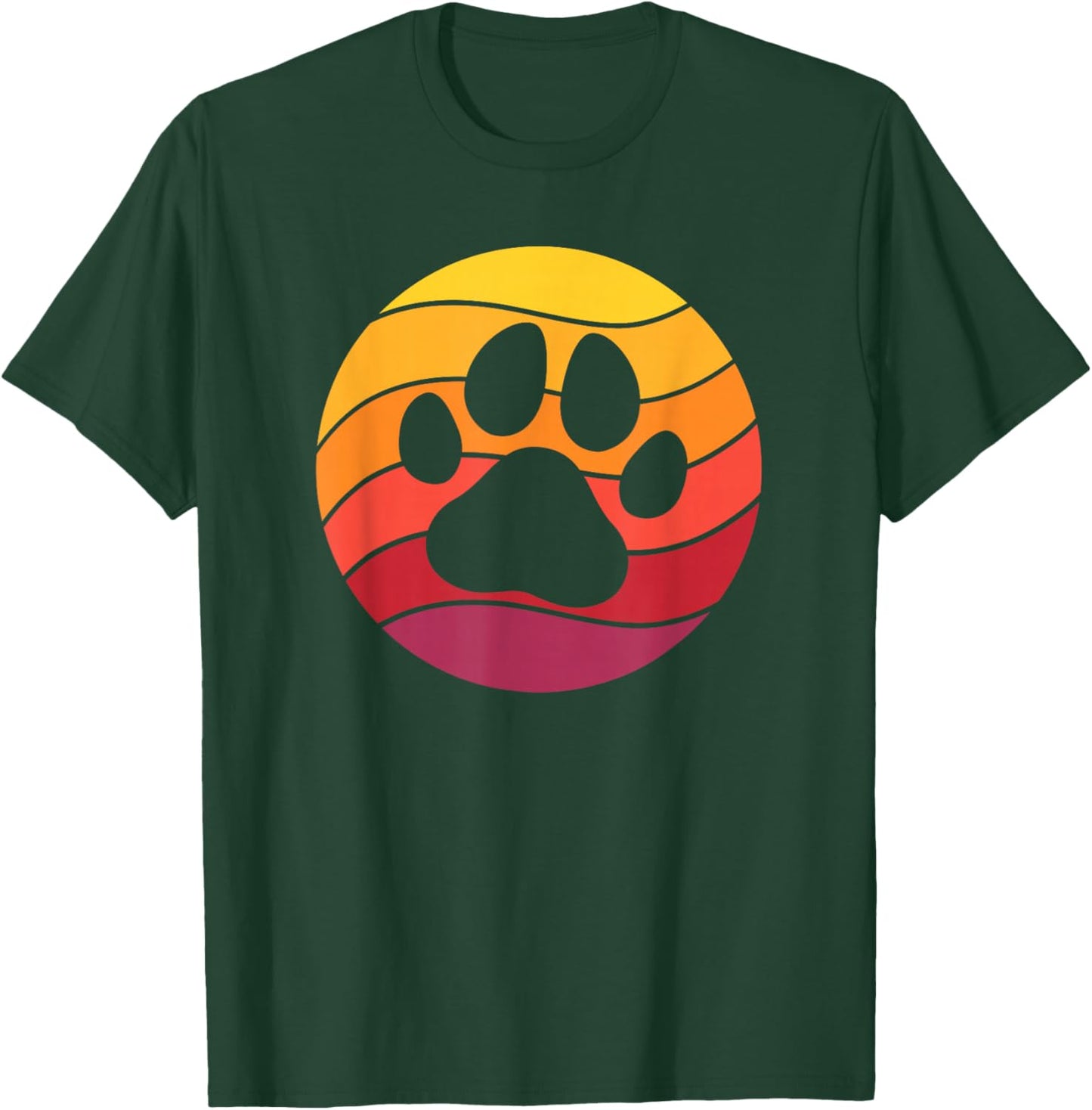 Dog Paw Retro Style Vintage T-Shirt - T-Shirt | Forest