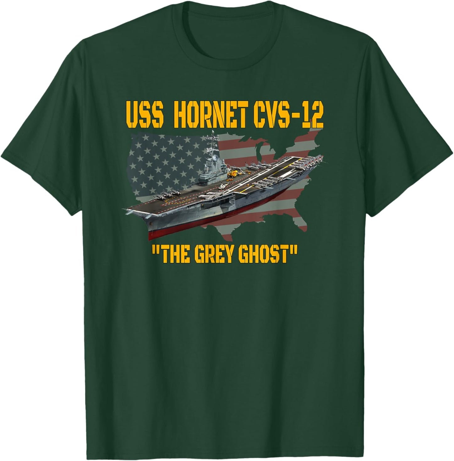 Aircraft Carrier USS Hornet CVS-12 Veterans Day Father's Day T-Shirt - T-Shirt | Forest