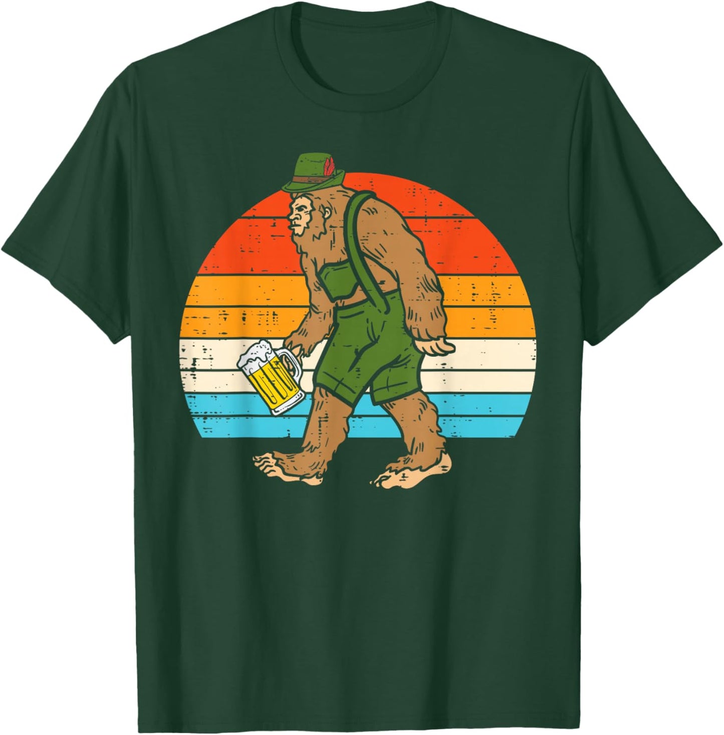 Bavarian Bigfoot Lederhosen Retro Sasquatch Oktoberfest Men T-Shirt - T-Shirt | Forest