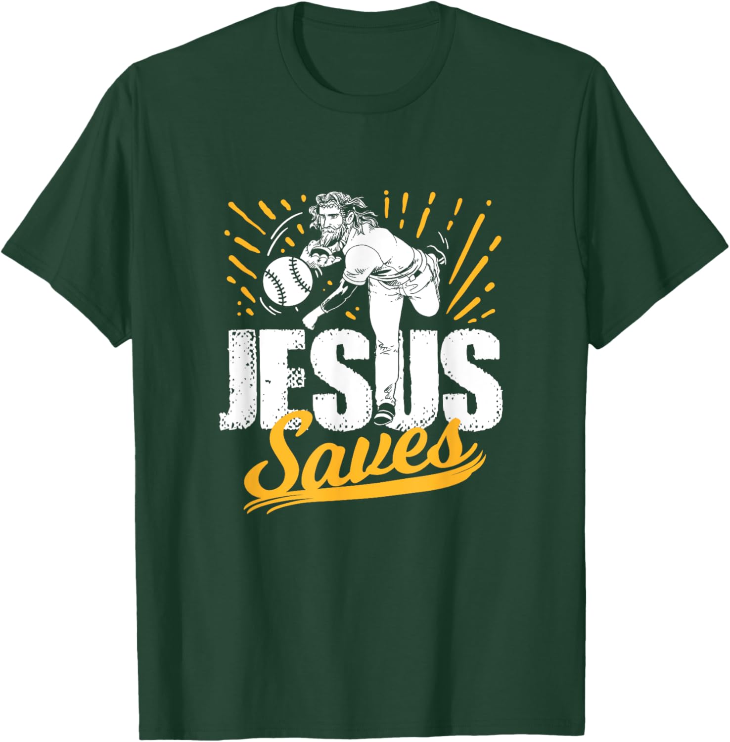 Jesus Saves Baseball Artwork T-Shirt - T-Shirt | Forest