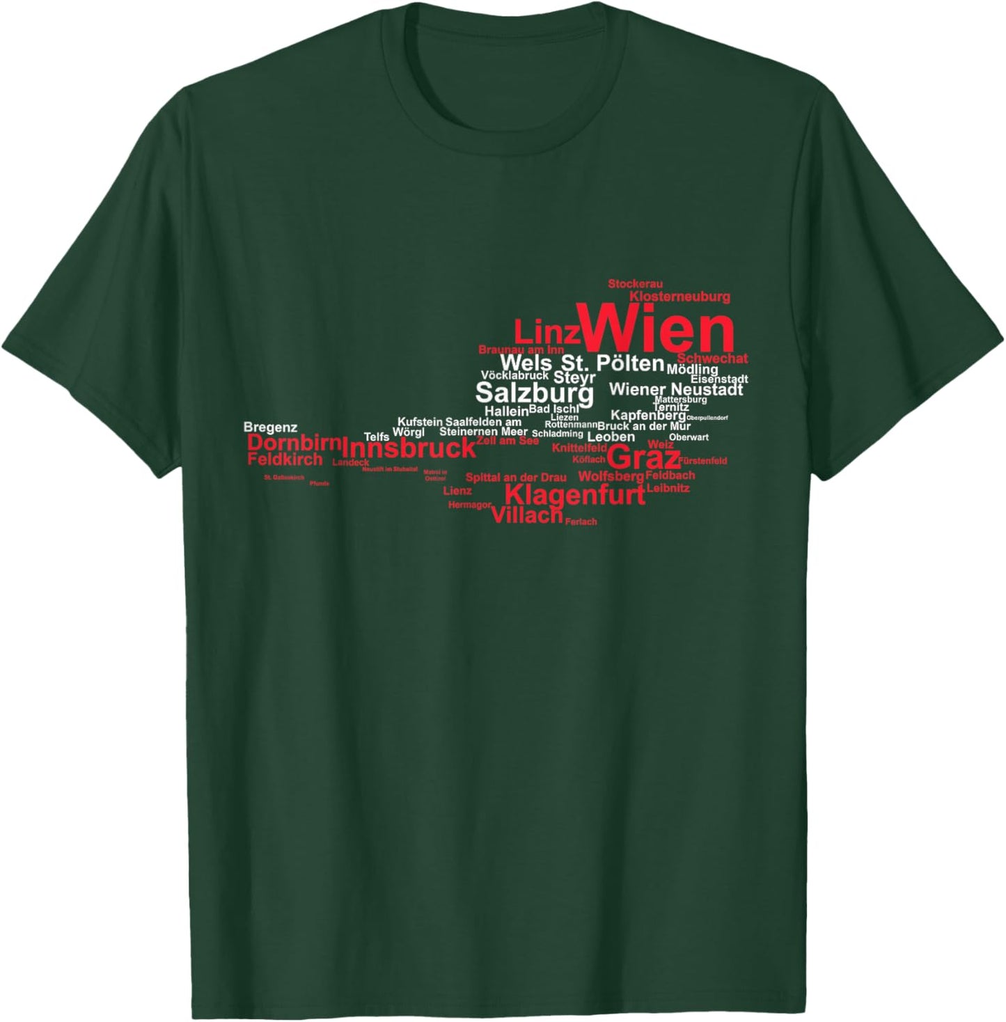 Austria Map Flag Silhouette Cities Holiday Travel Vienna T-Shirt - T-Shirt | Forest