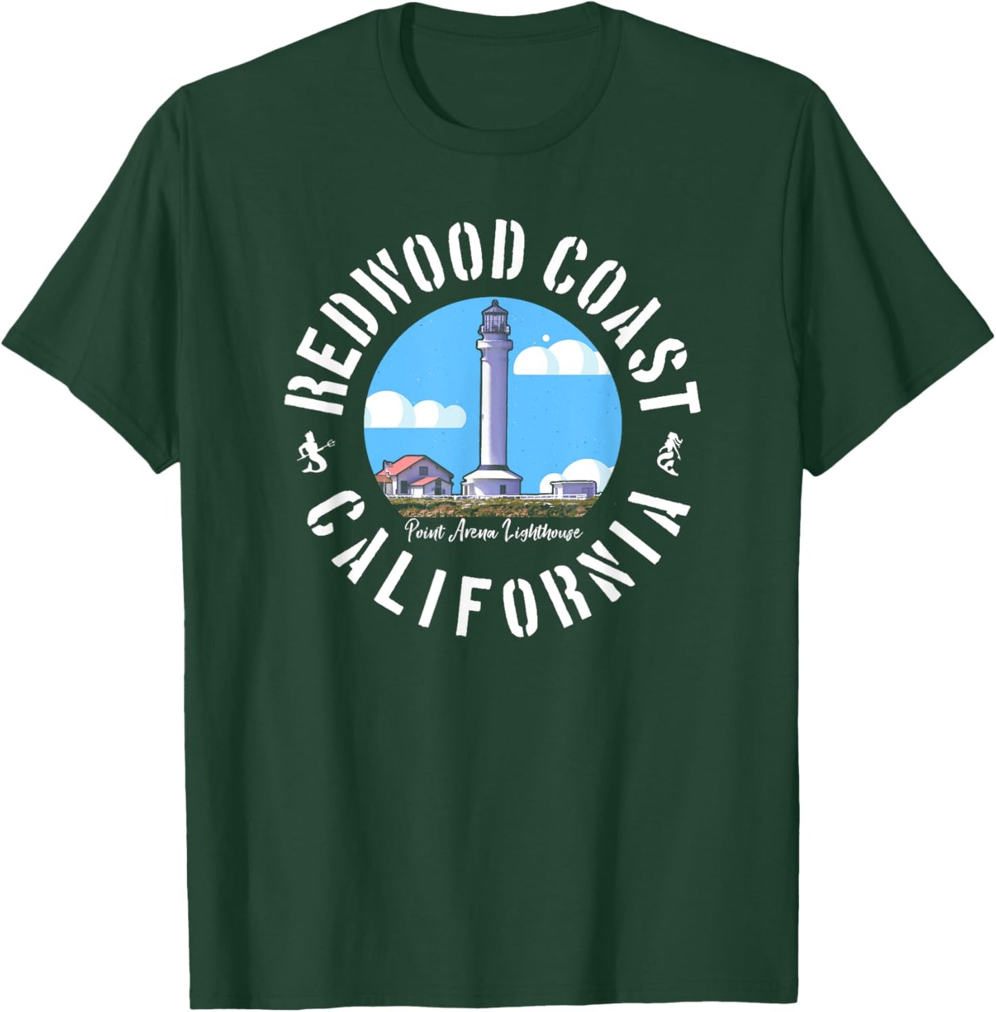 Redwood Coast California Point Arena Lighthouse History T-Shirt - T-Shirt | Forest