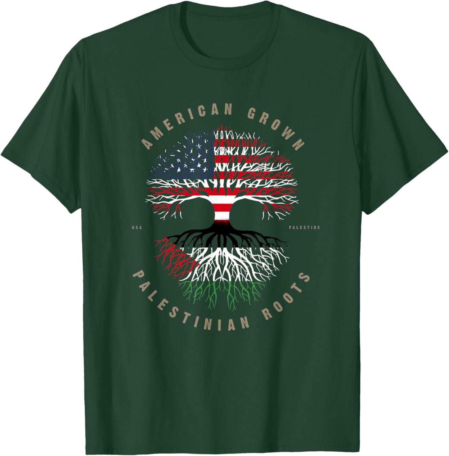 American Grown Palestinian Roots Palestine Flag T-Shirt - T-Shirt | Forest
