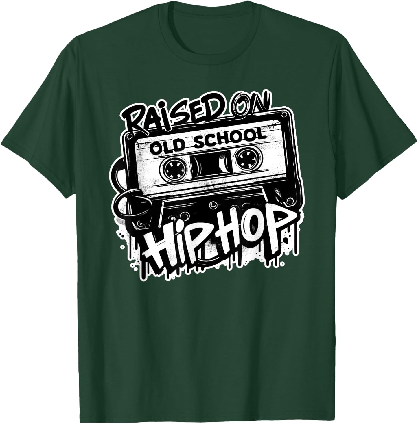 RAISED ON OLD SCHOOL HIP HOP 80s 90s Cassette Graffiti T-Shirt - T-Shirt | Forest