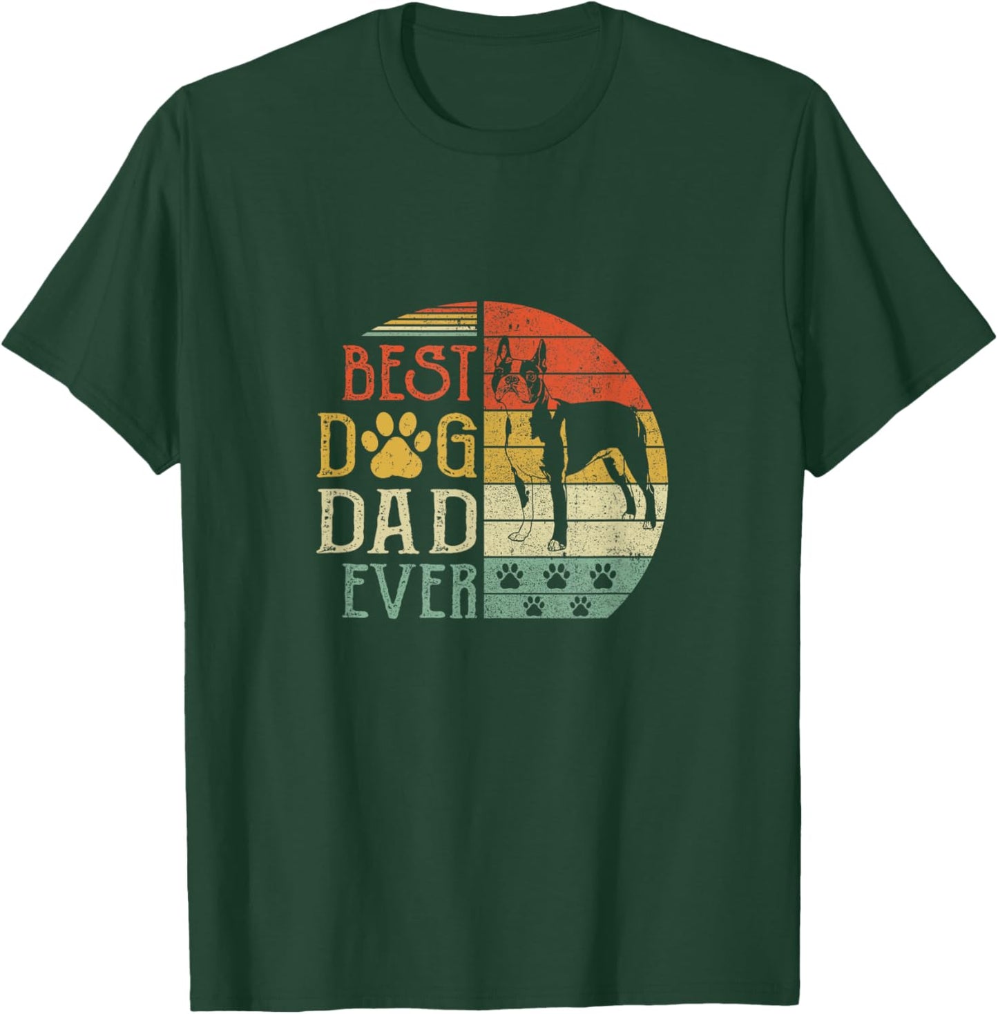 Boston Terrier Best Dog Dad Ever Vintage Father'S Day Retro Women T-Shirt - T-Shirt | Forest