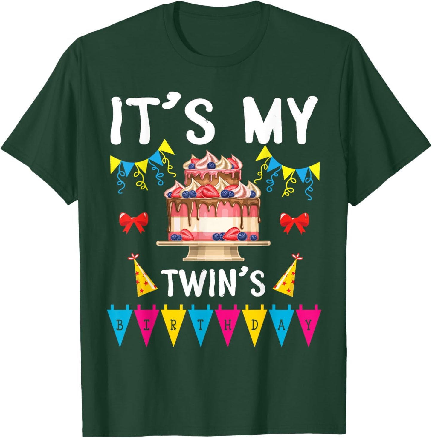Big Cake Balloon Happy To Me Dad Mom It's My Twin's Birthday T-Shirt - T-Shirt | Forest