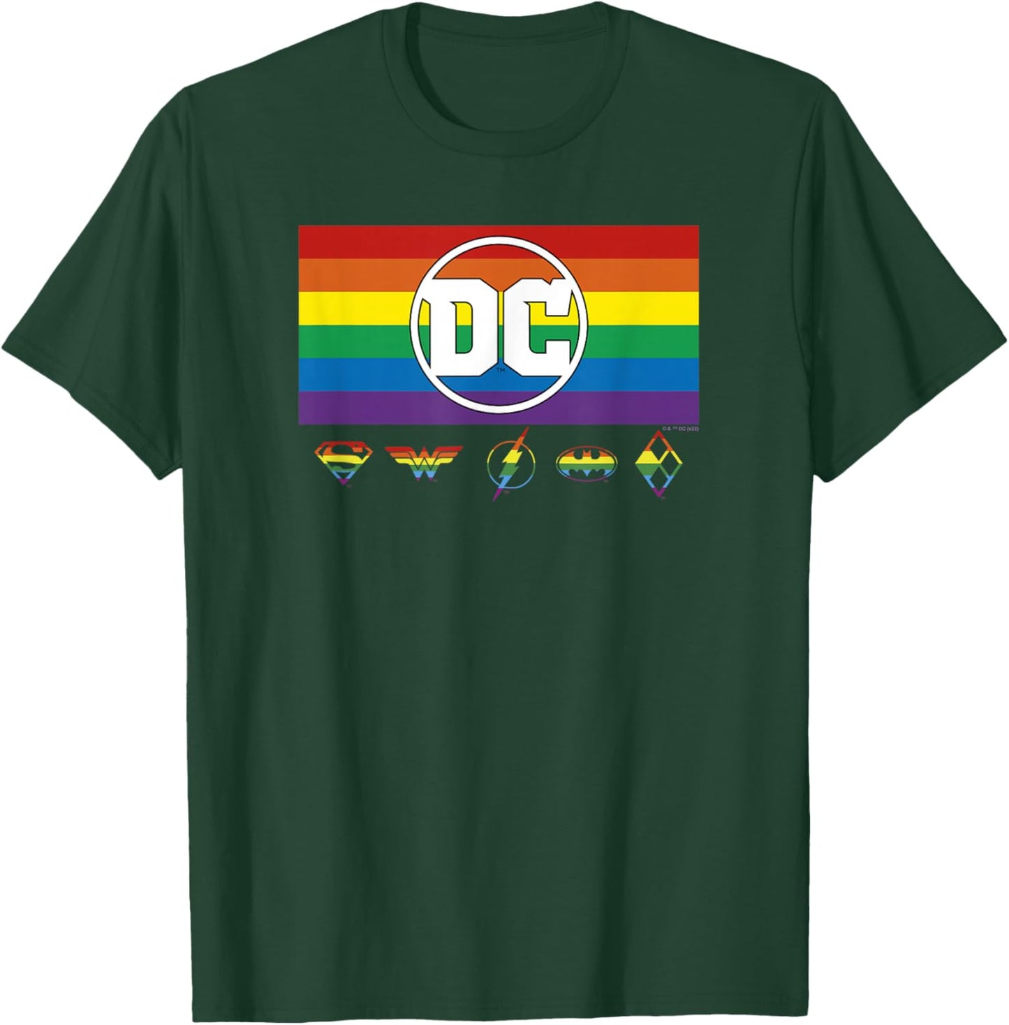 DC Comics Pride Justice League Rainbow Logo Lineup T-Shirt - T-Shirt | Forest