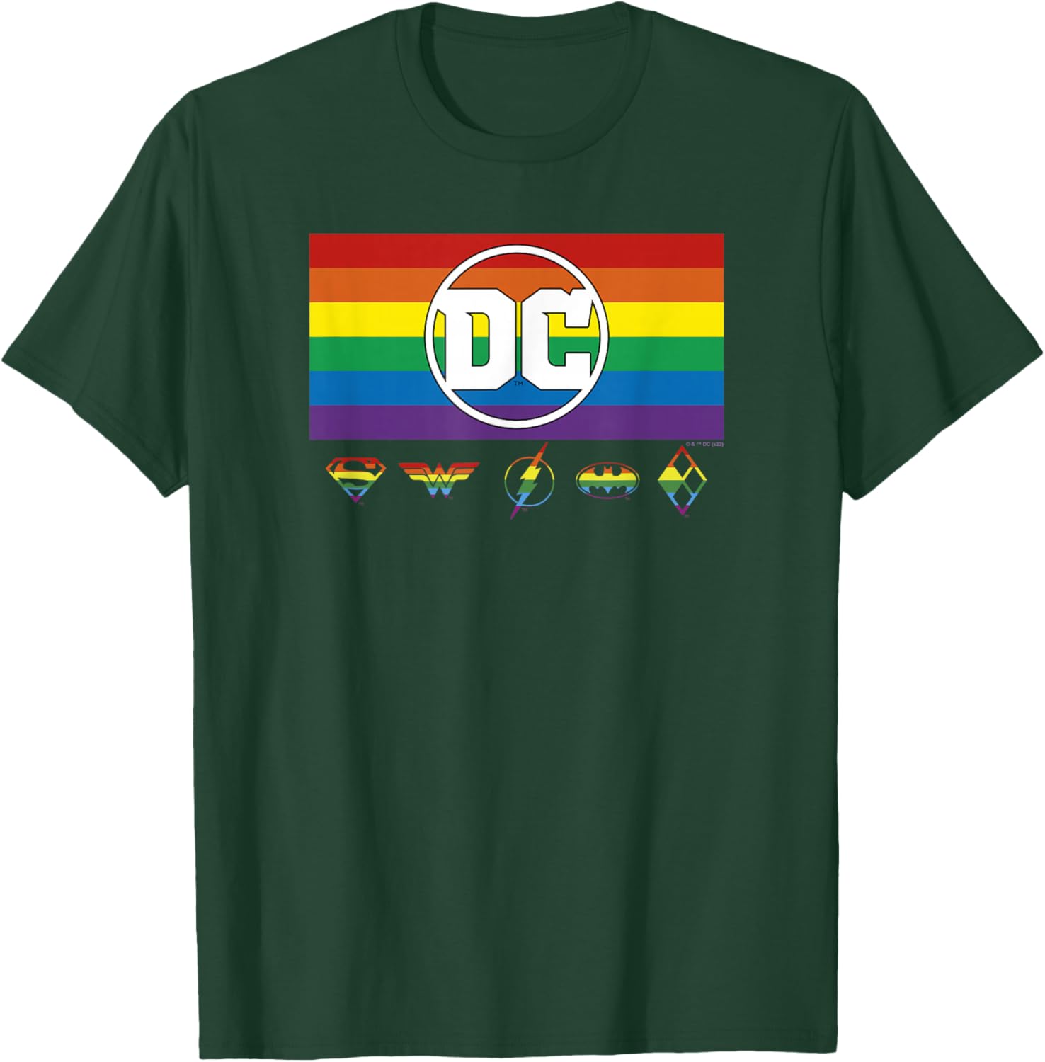 DC Comics Pride Justice League Rainbow Logo Lineup T-Shirt - T-Shirt | Forest
