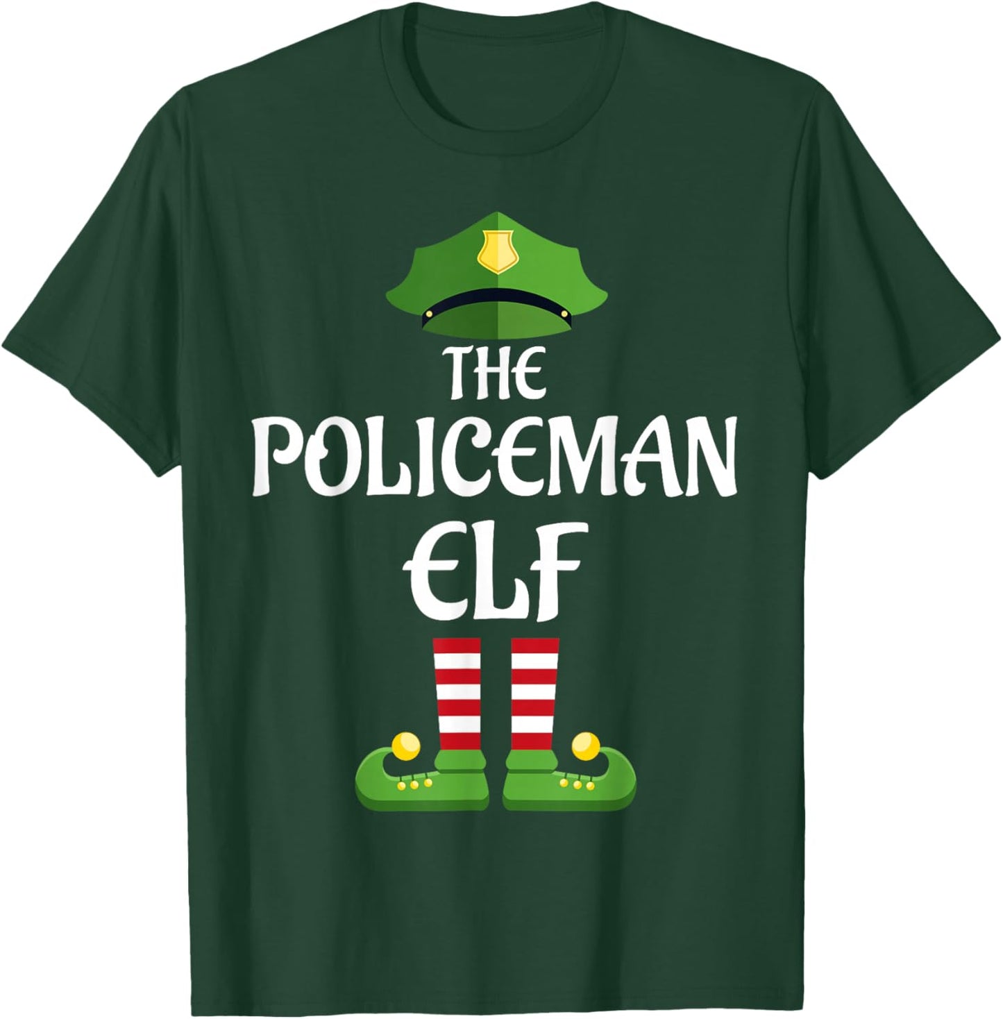 Policeman Elf Family Matching Group Christmas Police T-Shirt - T-Shirt | Forest