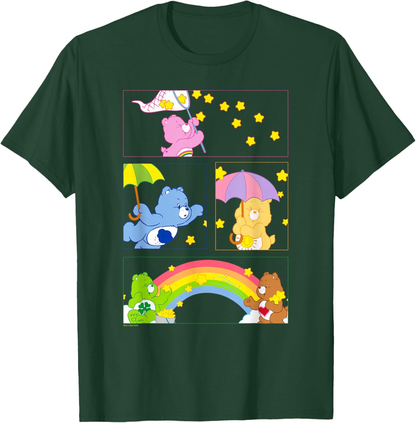 Care Bears Vintage Catching Stars Rainbow Group Panels T-Shirt - T-Shirt | Forest
