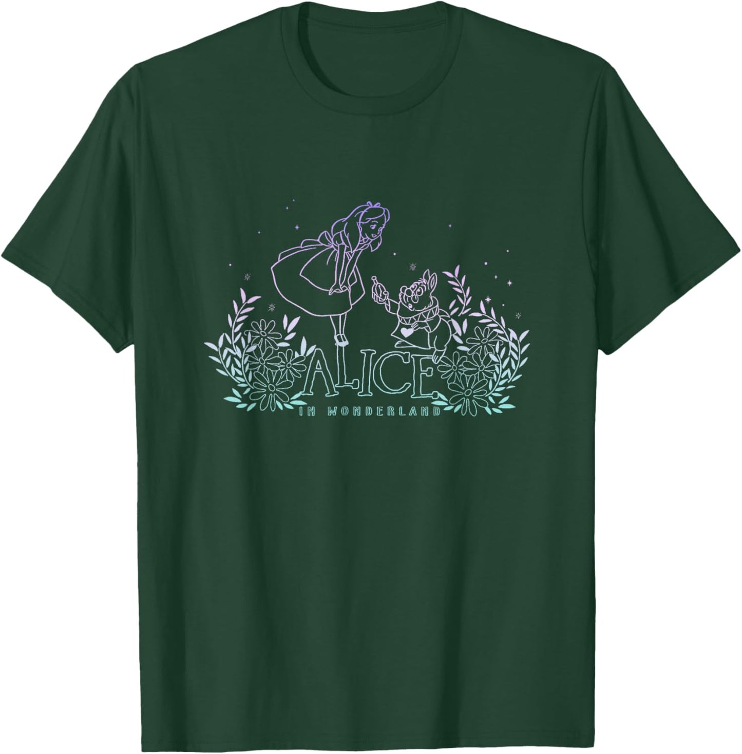 Disney Alice In Wonderland Alice Meets White Rabbit Dark T-Shirt - T-Shirt | Forest
