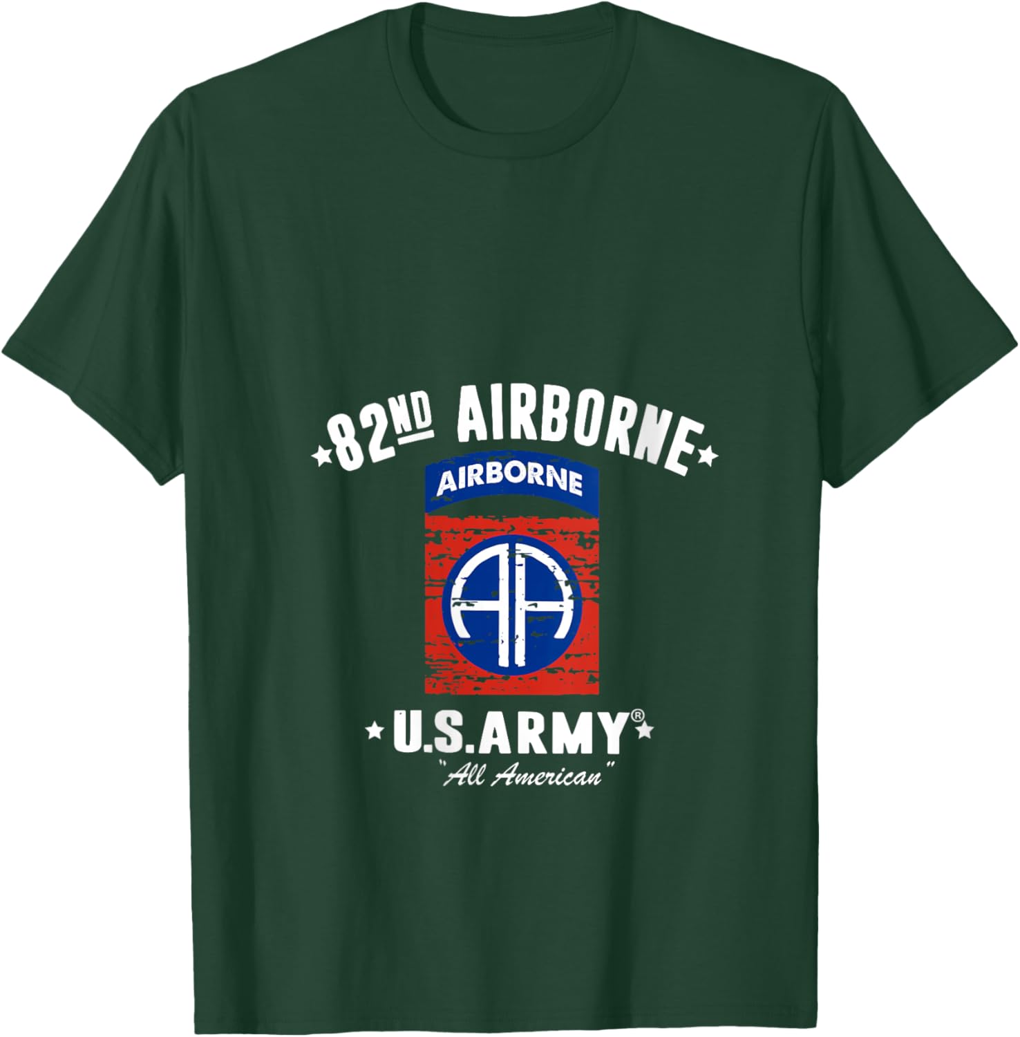 US Army 82nd AIRBORNE Division All American Vintage V-Neck T-Shirt - T-Shirt | Forest