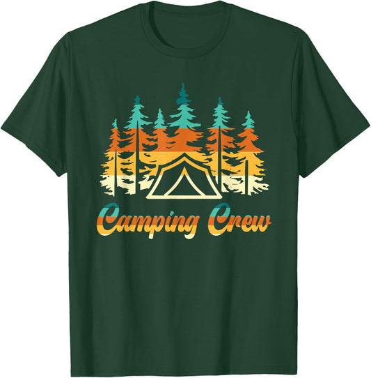 Camping Crew Family Camper Group Matching Retro T-Shirt - T-Shirt | Forest