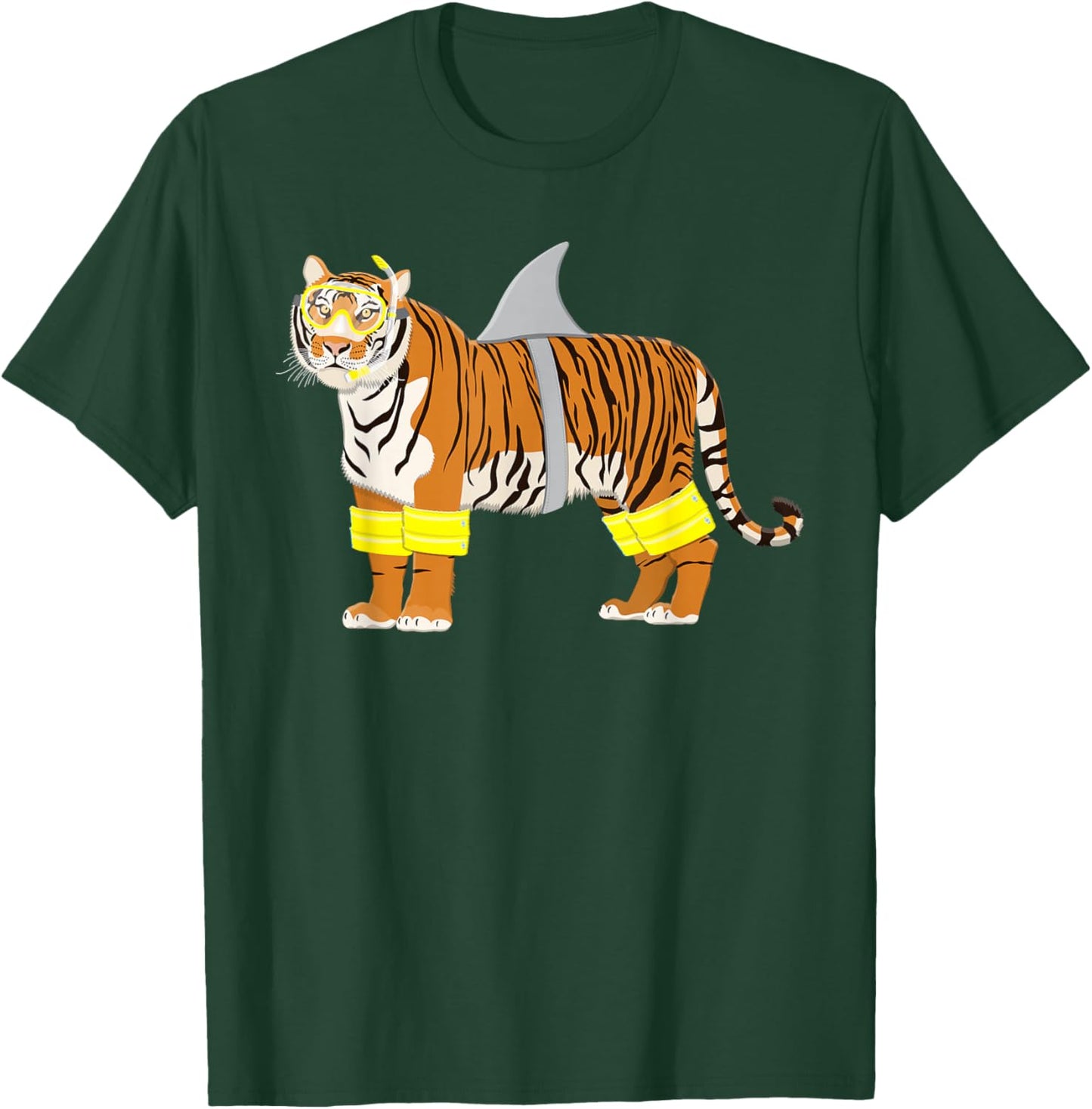 Tiger Shark Tiger Dresses Like Shark Funny Animal Pun T-Shirt - T-Shirt | Forest