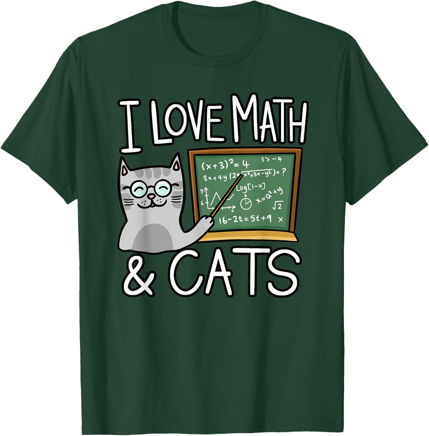 Funny Cat Lover, Math And Cat, Funny Math Lover Women Kids T-Shirt - T-Shirt | Forest