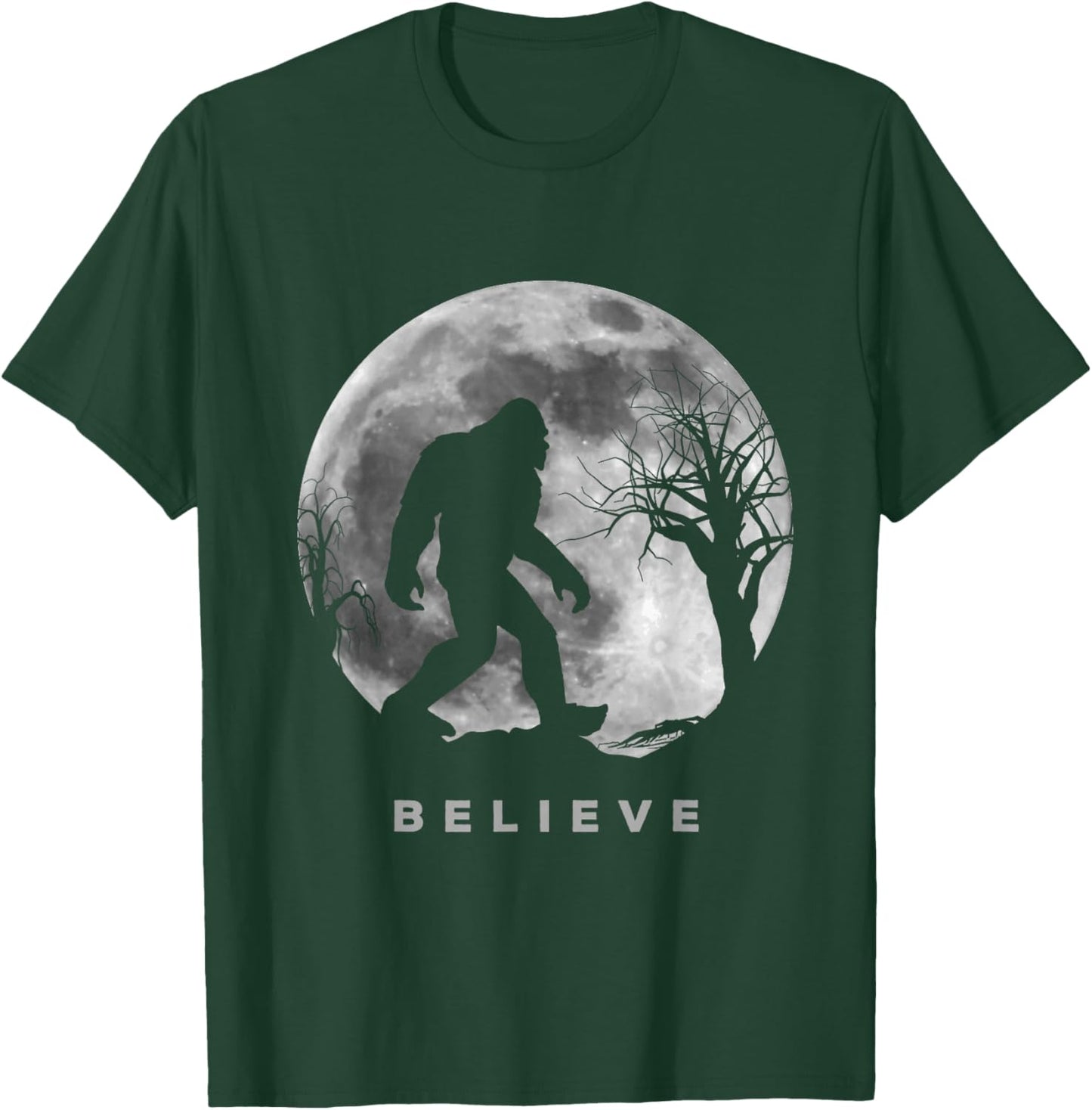 Bigfoot Night Full Moon Shirt I Believe Sasquatch Men Kids T-Shirt - T-Shirt | Forest