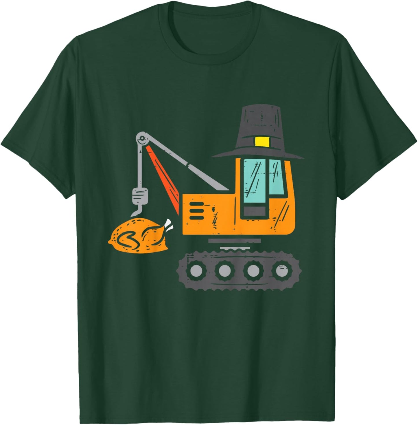 Pilgrim Crane Turkey Thanksgiving Truck Toddler Boys Kids T-Shirt - T-Shirt | Forest