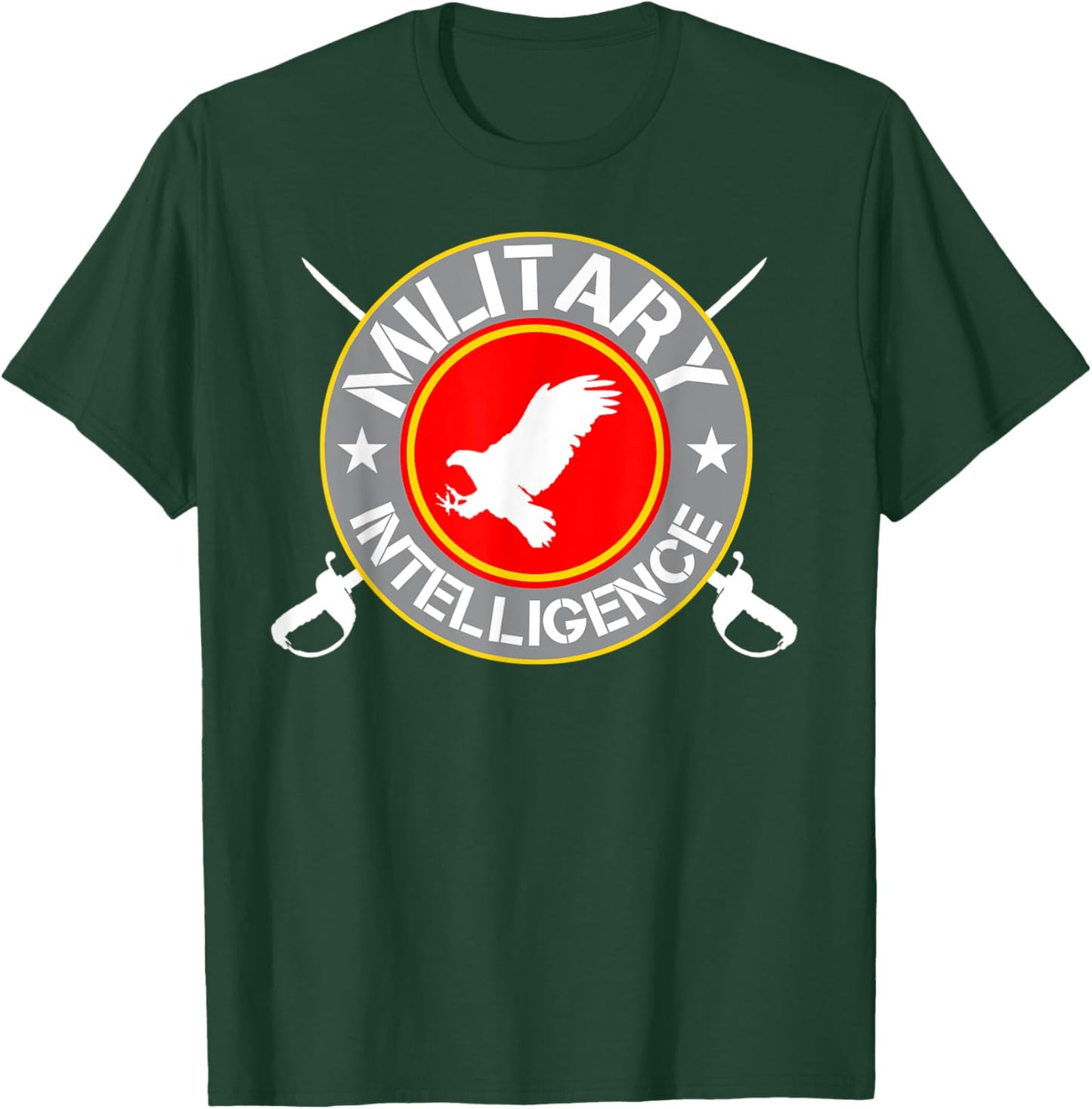 Military Intelligence Logo Top Eagle Crossing Swords T-Shirt - T-Shirt | Forest
