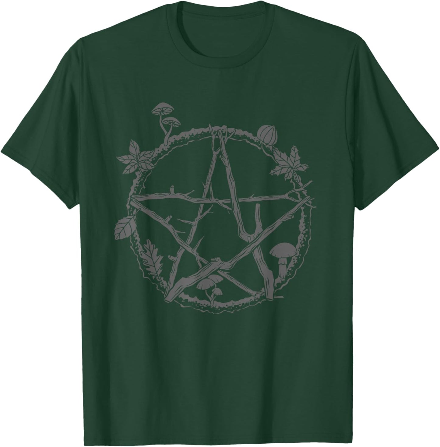 Dark Pentagram Wreath Nature Satanic Symbol Gothic Punk Emo T-Shirt - T-Shirt | Forest