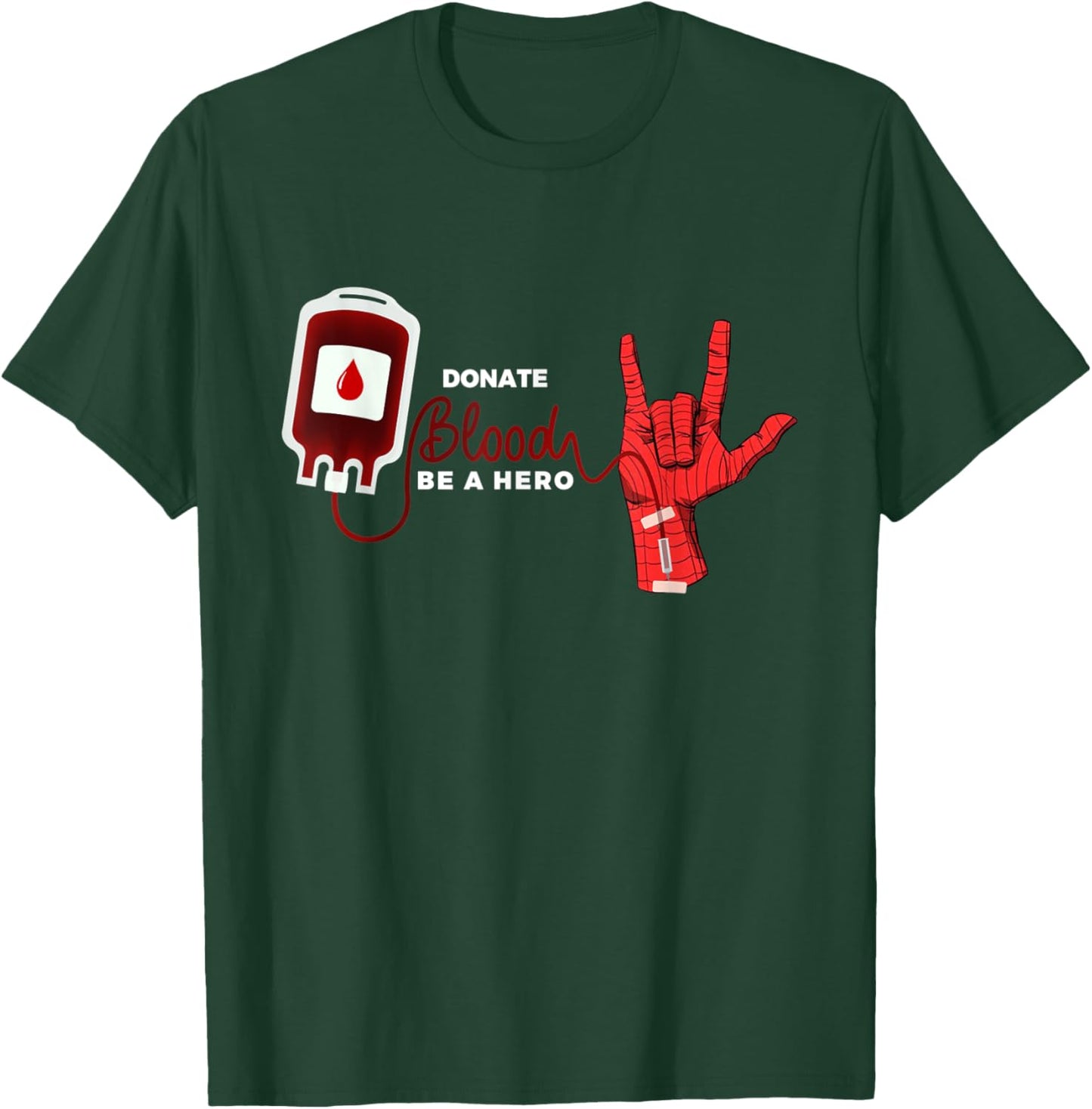 Funny Donate Blood Be A Hero Blood Donor Superhero T-Shirt - T-Shirt | Forest