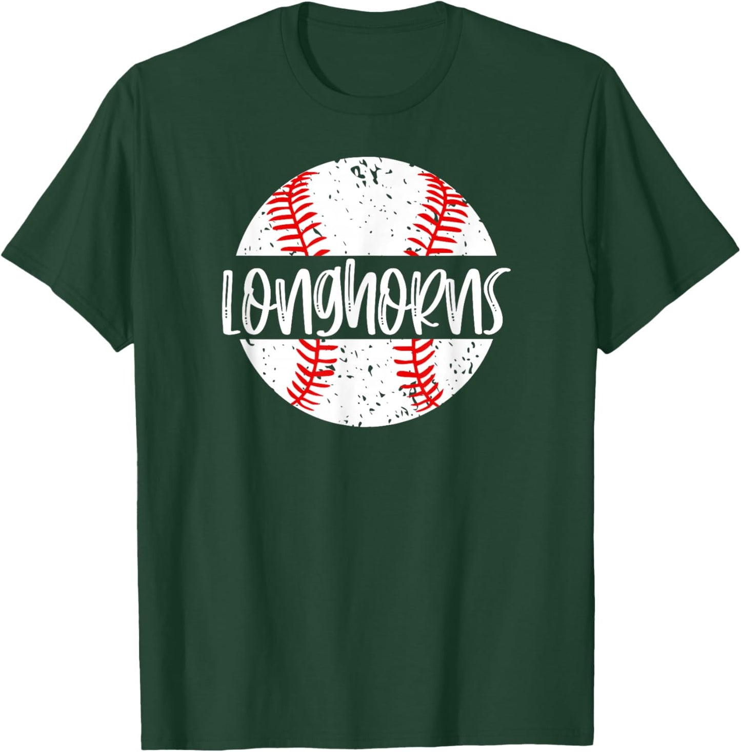Longhorns Baseball Team Mascot School Spirit Game Day T-Shirt - T-Shirt | Forest