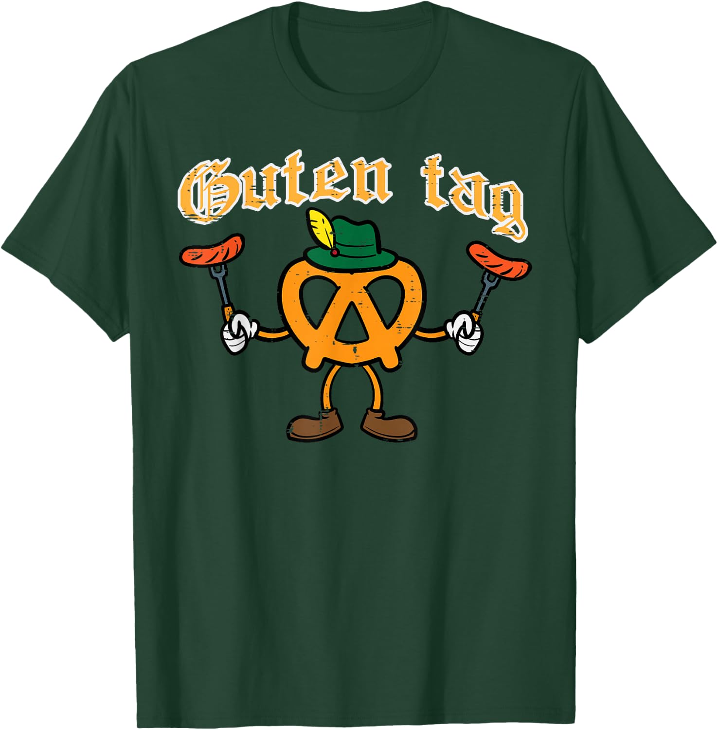 Oktoberfest Guten Tag Pretzel Sausages German Kids Men Women T-Shirt - T-Shirt | Forest