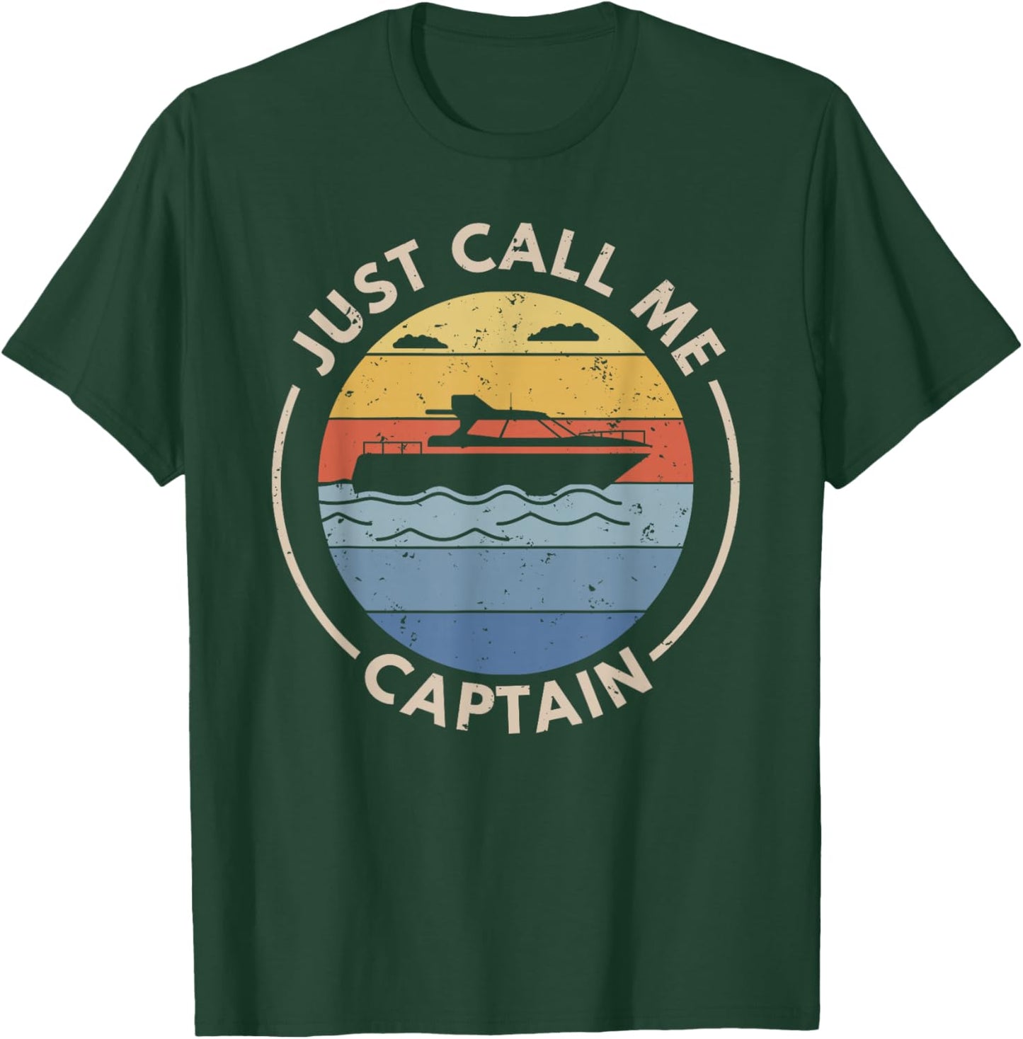 Retro Vintage Boat Just Call Me Captain T-Shirt - T-Shirt | Forest