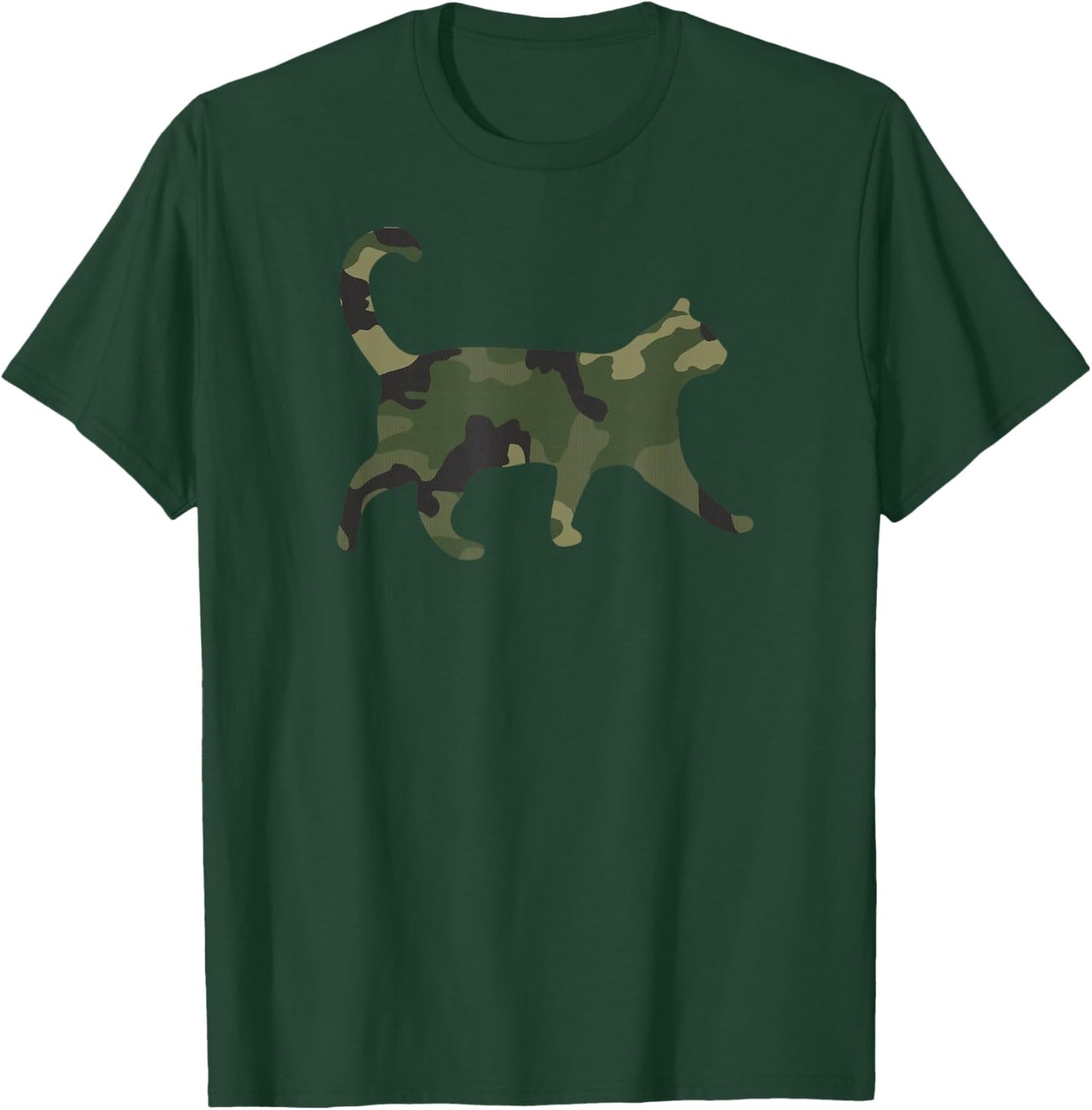 Camo Cat Funny Camouflage Pattern Army Military Colors Cat T-Shirt - T-Shirt | Forest
