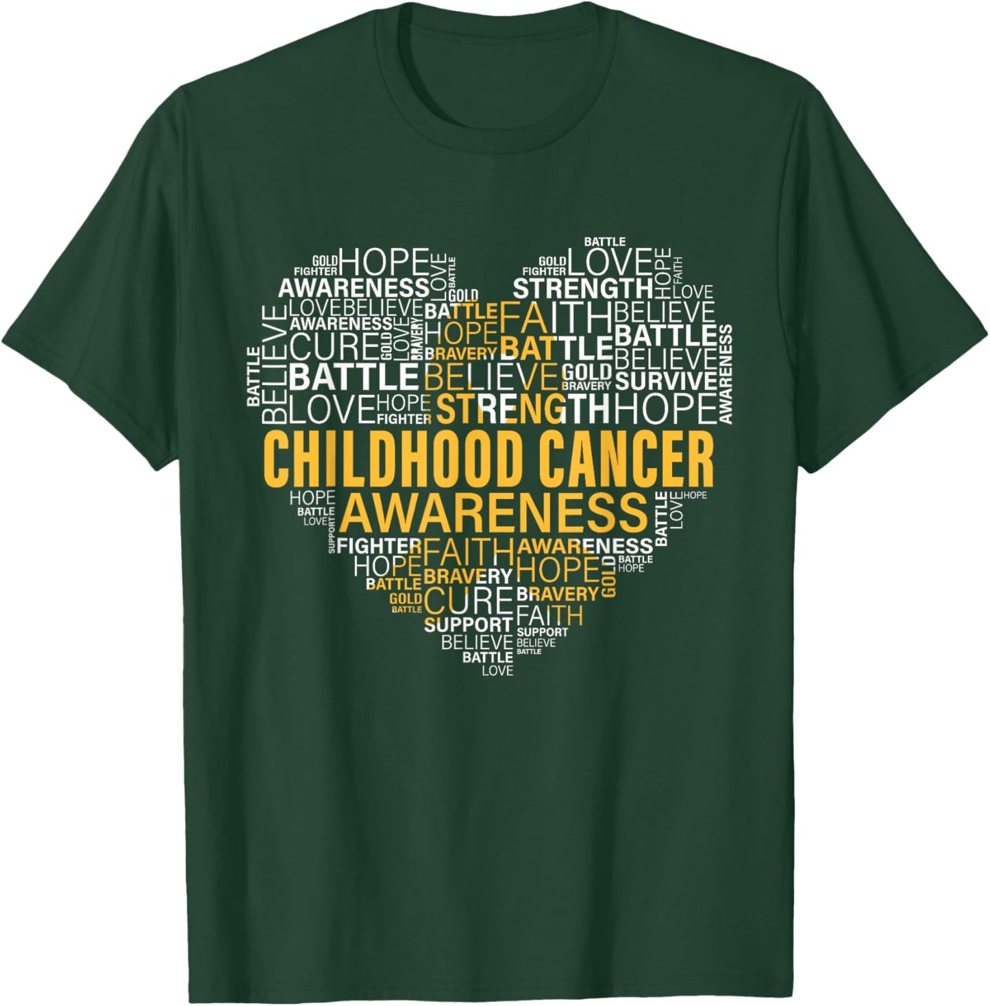Childhood Cancer Awareness Hope Support Strong Warrior T-Shirt - T-Shirt | Forest