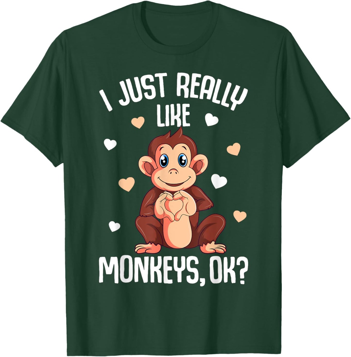 I Just Really Like Monkeys Kids Girls Women Monkey T-Shirt - T-Shirt | Forest