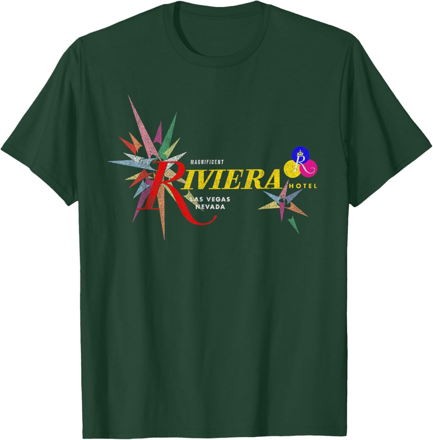 Studio PM71 Vintage Riviera Casino Las Vegas , Men's Black Short Sleeve Classic Fit , Small T-Shirt - T-Shirt | Forest