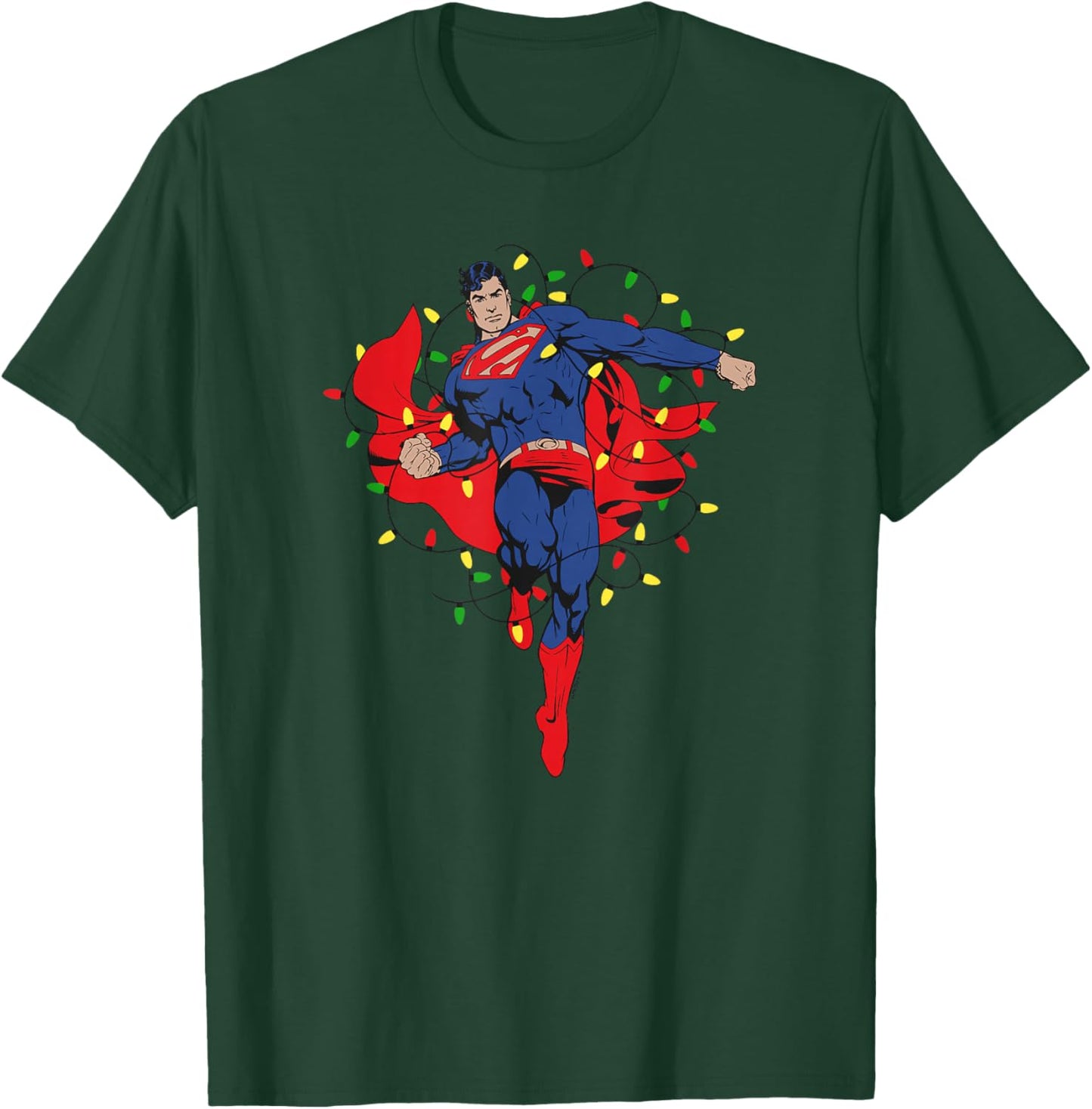 DC Comics Superman Christmas Lights Superhero Flight T-Shirt - T-Shirt | Forest