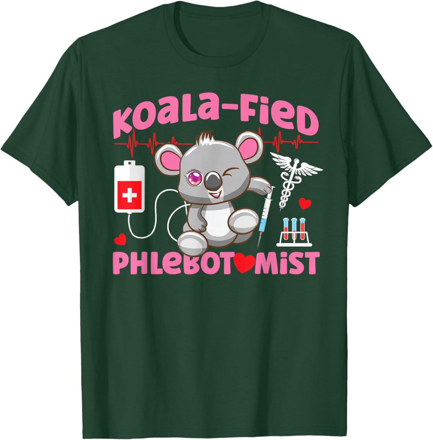 Phlebotomist Tech Technician Koala T-Shirt - T-Shirt | Forest