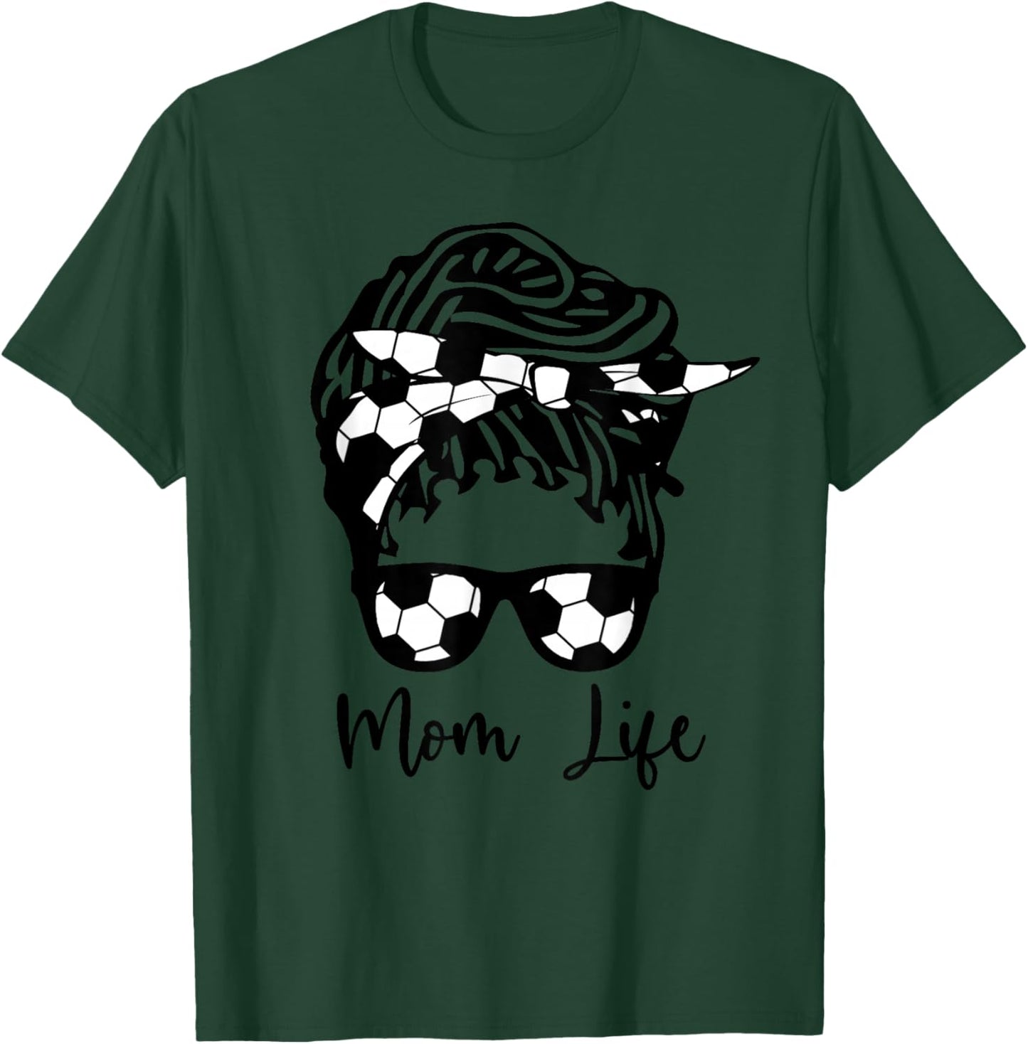 Soccer Mom African American Mom Life Messy Bun Locs Hair T-Shirt - T-Shirt | Forest