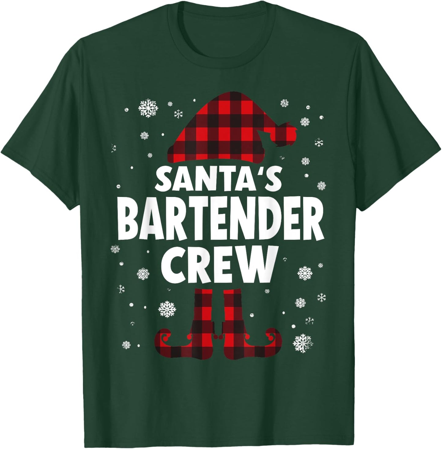 Santa's Bartender Crew Christmas T-Shirt - T-Shirt | Forest