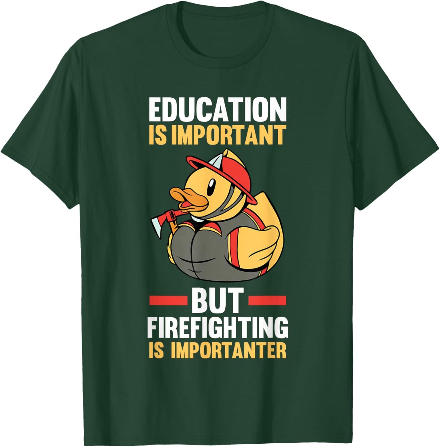 Rubber Duck Fireman Firefighter T-Shirt - T-Shirt | Forest
