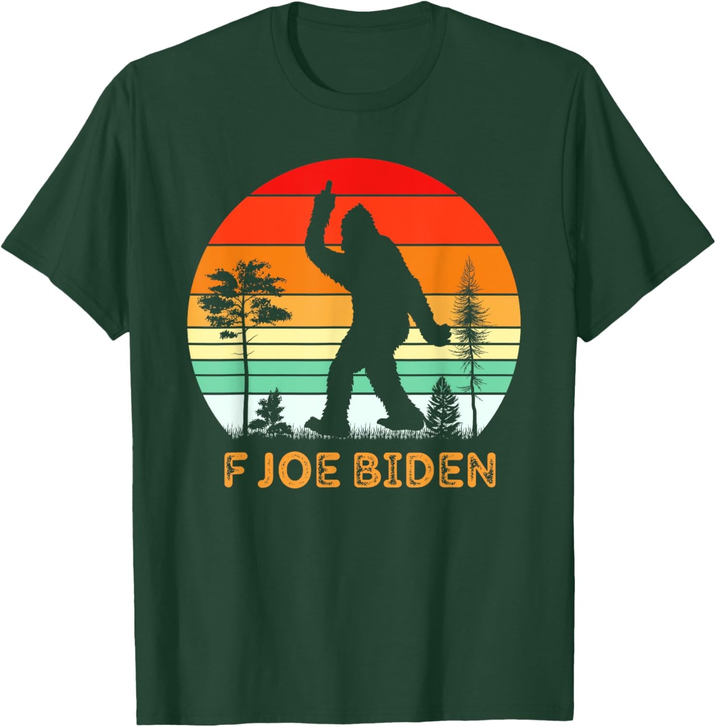 F Joe Biden Bigfoot Flipping the Bird Retro Vintage T-Shirt - T-Shirt | Forest