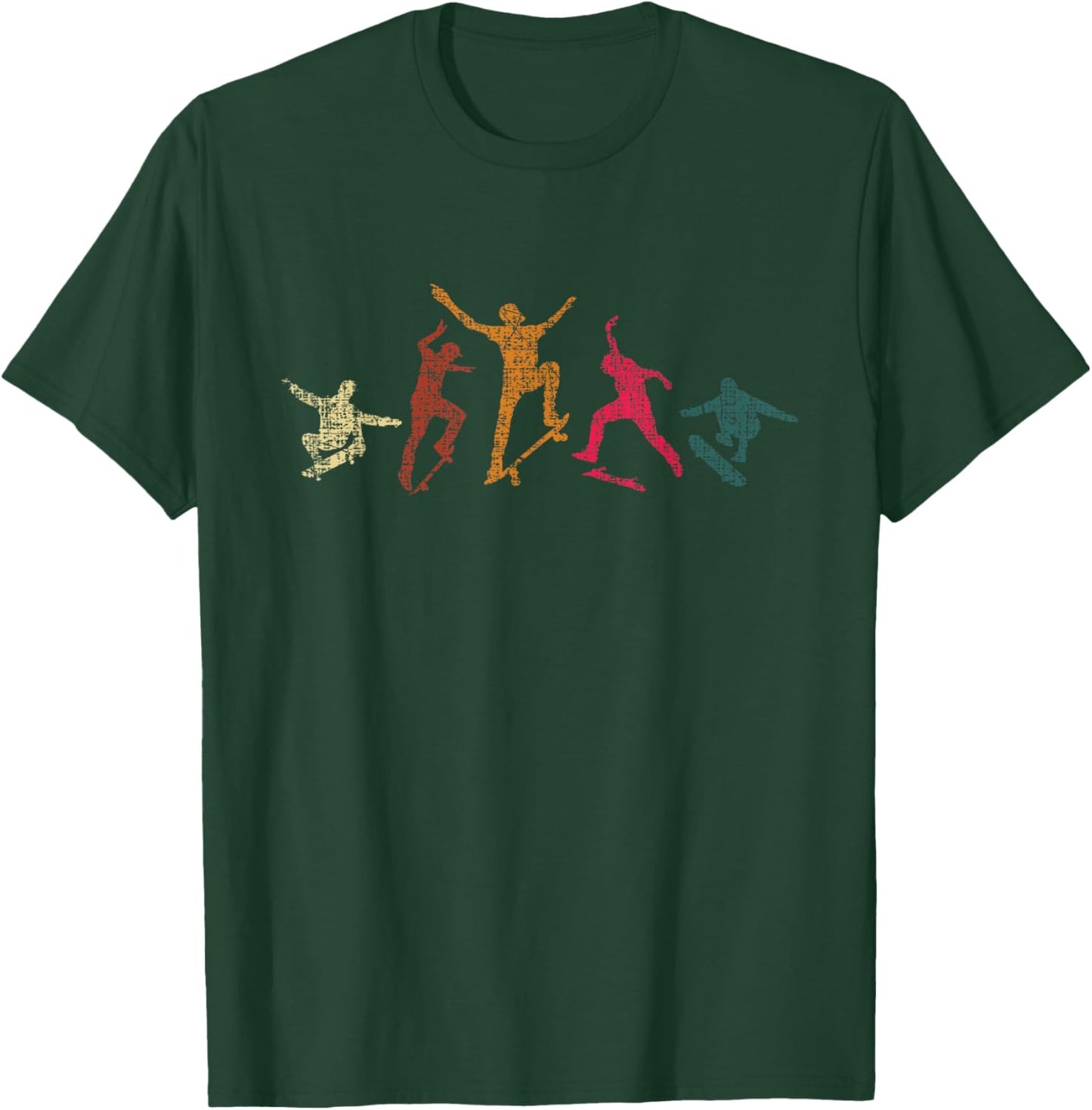 Retro Skateboarder Skateboard Skateboarding Skater T-Shirt - T-Shirt | Forest