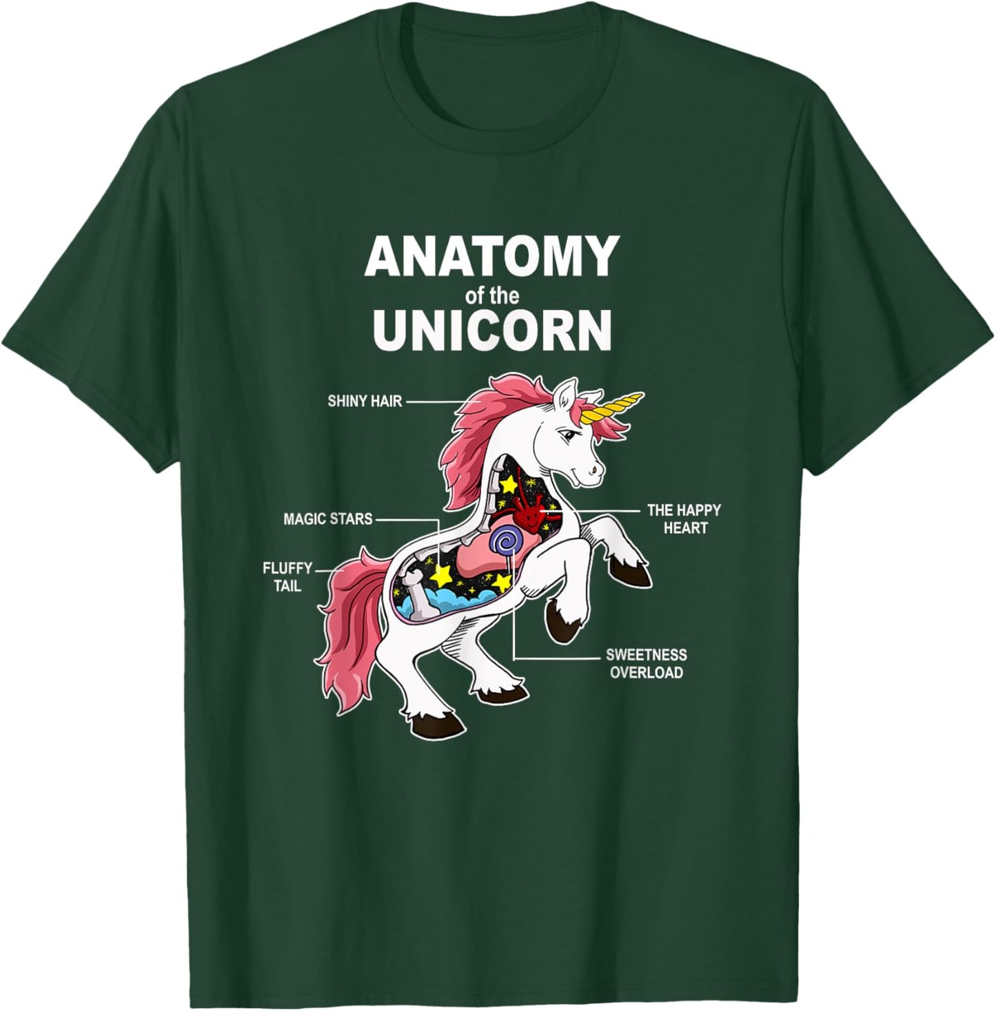 Unicorn Anatomy Cute Magic Creature Funny T-Shirt - T-Shirt | Forest