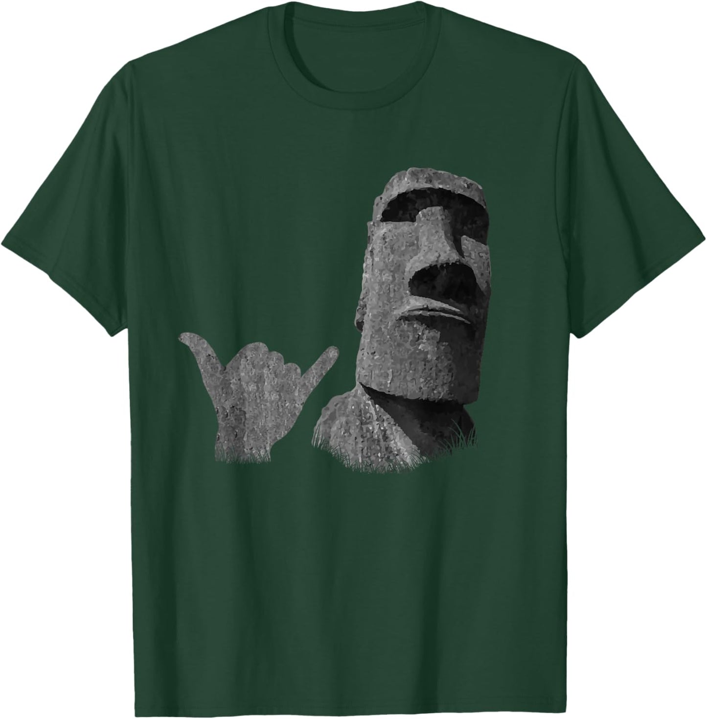Funny Easter Island Rapa NUI Moai Statue Surfer Shaka Sign T-Shirt - T-Shirt | Forest